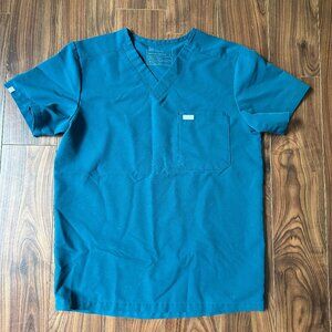 Figs Mens Carribean Blue Leon Classic Three-Pocket Scrub Top